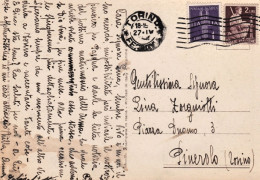 1946-cartolina Con Bell'affrancatura Mista L.2 Democratica + Posta Aerea L.1 Imp - 1946-60: Poststempel