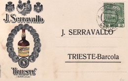 1910-cartolina Pubblicitaria J.Serravallo Trieste Viaggiata - Publicité