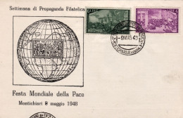 1948-Brescia Montichiari Festa Mondiale Della Pace Settimana Di Propaganda Filat - 1946-60: Poststempel