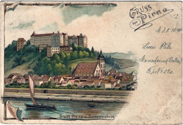 1900-Germania Cartolina Gruss Aus Pirna Viaggiata - Andere & Zonder Classificatie