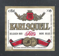 BIERETIKET -  KARLSQUELL - PILS  - 25 CL.  (BE 780) - Cerveza