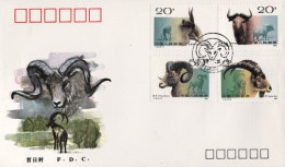 1991-Cina China T161, Scott 2322-25 Wild Sheep Fdc - Storia Postale