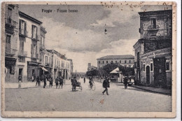 1915-Foggia Piazza Lanza Animata Piega Angolare - Foggia