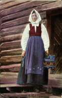CPA Frau In Norwegischer Tracht, Eimer, Portrait - Costumes