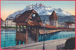 1919-Svizzera Luzern Kappelbruke Und Pilatus Affrancata 7,5c. Celebrazione Pace - Other & Unclassified