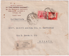 1945-raccomandata Affrancata L.1,75 Imperiale + 75c. Tamburino - Storia Postale