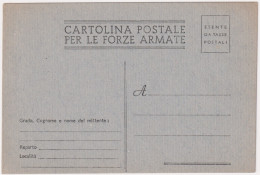 1945-Provvisoria Cartolina Postale Per Le Forze Armate Cartiglio Grande Centrato - Interi Postali