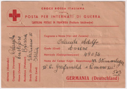 Croce Rossa Posta Per Internati Di Guerra, Franchigia Postale Posta Militare POW - Red Cross