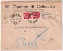 1944-raccomandata Da Roma Con Coppia 75c.fascetto Tiratura Di Roma, In Arrivo Po - Poststempel