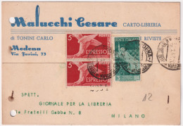 1947-intestazione Malucchi Cesare Modena Affrancata L.3 Repubbliche Medioevali + - 1946-60: Poststempel