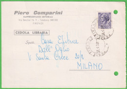 1966-cedola Libraia Affrancata L.15 Siracusana, Fori D'archivio - 1961-70: Marcophilia