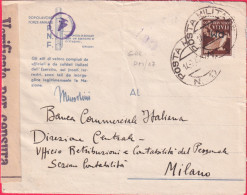 1943-busta PNF Affrancata Posta Aerea 50c.soprast. PM Con Annullo Di P.M. N.17 D - Marcophilia
