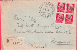 1944-GNR Lettera Affrancata Quartina 75c.tiratura Di Verona.I Due Esemplari Infe - Marcofilía