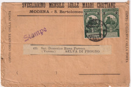 1913-coppia 2c.su 5c.Unita' D'Italia Soprastampati Su Lettera - Marcophilia