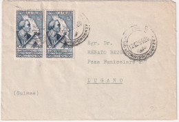 1955-coppia L.60 Vespucci Su Lettera Per La Svizzera - 1946-60: Marcophilia