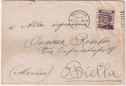 1925-50c.su 55c.violetto Bruno Isolato Su Lettera - Marcophilia