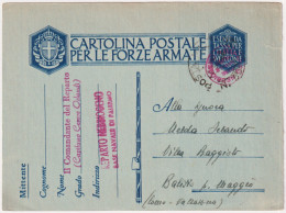 1943-CF P.M.3550 Timbro Lineare Rosso 'Reparto Nebbiogeno Base Navale Di Palermo - Marcophilia