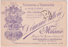 1894-pubblicitaria Ditta Vittone Di Milano Fabbrica Vermouth E Liquori, Viaggiat - Marcophilia