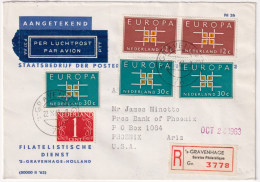 1963-Olanda Raccomandata Per Gli U.S.A. Con Bella Affrancatura Multipla - Storia Postale
