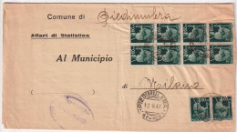 1947-piego Comunale Affrancato Con Blocco Di Otto+coppia Del 60c.Democratica - 1946-60: Marcophilia