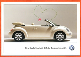 Carte Publicité Pub Auto VOLKSWAGEN  VAG New Beetle Cabriolet Difficile De Rester Insensible - Advertising