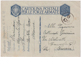 1943-CP Franchigia Comando Deposito C.R.E.M. I^ Compagnia Messina Del 28.5 - Marcophilia