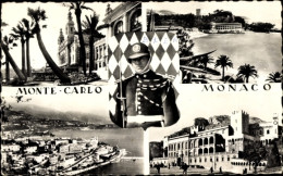 CPA Monte Carlo Monaco, Palmen, Ortsansicht, Wachsoldat, Gebäude - Other & Unclassified