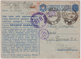 1943-P.M. N. 65 Con Bollo Restituita Dalla Censura Il 9.9 Su Cartolina In Franch - Marcophilie