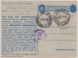 1943-P.M. N. 37 Del 15.8 Su C.F. Fante Rosario Randazzo - Marcophilie