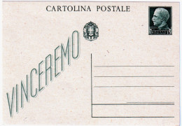 1942-cartolina Postale 15c. Vinceremo - Stamped Stationery