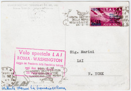 1956-volo Speciale LAI Roma Washington Del 26.2 - Poste Aérienne