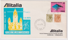 1973-Alitalia 1º Volo DC 10 Roma Caracas Dispaccio Da Fiumicino Del 1.4 - Airmail