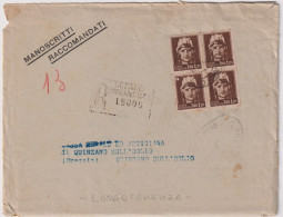 1945-manoscritti Raccomandati Lettera Con Testo Allegato,affrancata Quartina L.1 - Marcofilie
