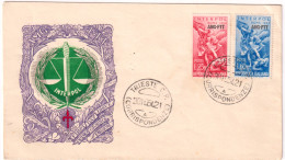 1954-Trieste AMF FTT Serie 2 Valori Interpol Su Fdc Illustrata - Poststempel