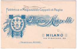1924-cartolina Avviso Di Passaggio Della Ditta Masotti Di Milano Fabbrica Cappel - Milano (Milan)