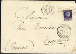 1932-lettera Da Cagliari Affrancata 50c. Diretta A Traghetto Ferrara Con Timbro  - Storia Postale