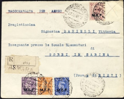 1946-M.E.F. Raccomandata Da Asmara Affrancata Con 2 + 2.5 + 3 + 6 P. (un Francob - Occ. Britanique MEF