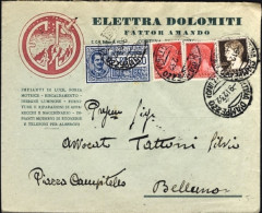 1932-espresso Della Elettra Dolomiti Di Cortina D'Ampezzo Con Bella Affrancatura - Storia Postale