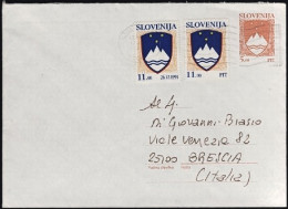 1992-Slovenia Lettera Diretta In Italia Con Affrancatura Multipla Stemmi - Slovénie