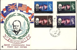 1966-Antartico Britannico Serie 4 Valori Winston Churchill Su Fdc - FDC