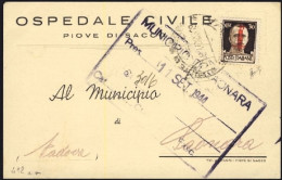1944-RSI Cartolina Ospedaliera Affrancata Con 30c.soprastampa Fascio Rosso Aranc - Marcophilie
