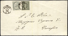 1877-fascetta Affrancata 1c. Tiratura Di Torino + 5c. Tiratura Di Londra - Marcophilia