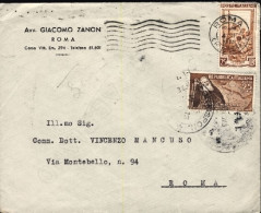 1953-lettera Affrancata L.25 Italia Al Lavoro (dente Angolare Corto) + L.25 Card - 1946-60: Marcophilia