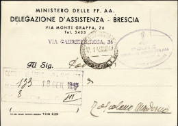 1945-RSI Cartolina Ministero FFAA Delegazione Assistenza Brescia Viaggiata - Storia Postale