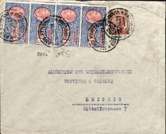 1921-espressi 30c. Striscia Di 4 + Michetti 60c. Su Busta Da Milano Per Lipsia - Marcophilia