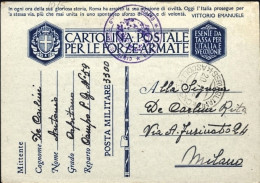 1942-Cartolina In Franchigia Da Servigliano Con Tondo Campo Prigionieri Di Guerr - Marcophilia