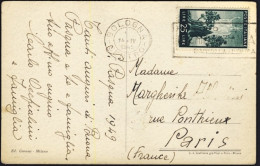 1949-cartolina Diretta A Parigi Affrancata L.25 Democratica Isolato - 1946-60: Poststempel