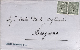 1864-coppia Centratissima Dell'1c. Verde Grigio Chiaro Cifra - Marcophilie