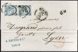 1865-lettera Con Testo Affrancata Con Due 20c. Su 15c. Ferro Di Cavallo II^tipo - Storia Postale