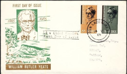 1965-Irlanda S.2 Valori William Butler Yeats Su Fdc Illustrata - Brieven En Documenten